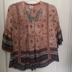 Knox Rose Top Womens Floral Bell Sleeve